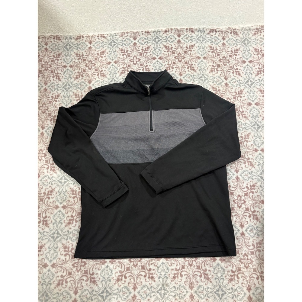 Pebble Beach Dry-Luxe Performance Mens Large Black Grey 1/4 Zip Golf Pullover